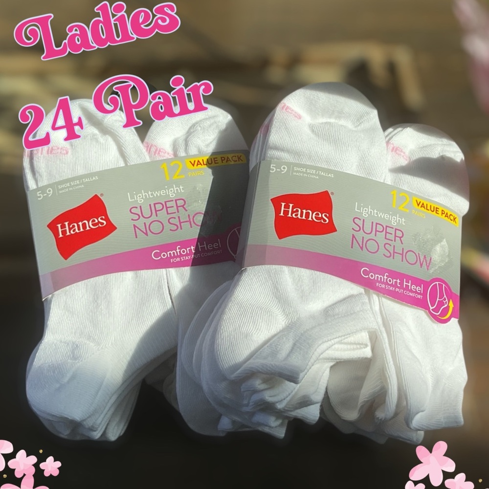 🌸Ladies Hanes No Show Socks 24 Pair